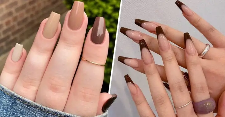 10 Elegantes diseños de uñas en color café para lucir increíble